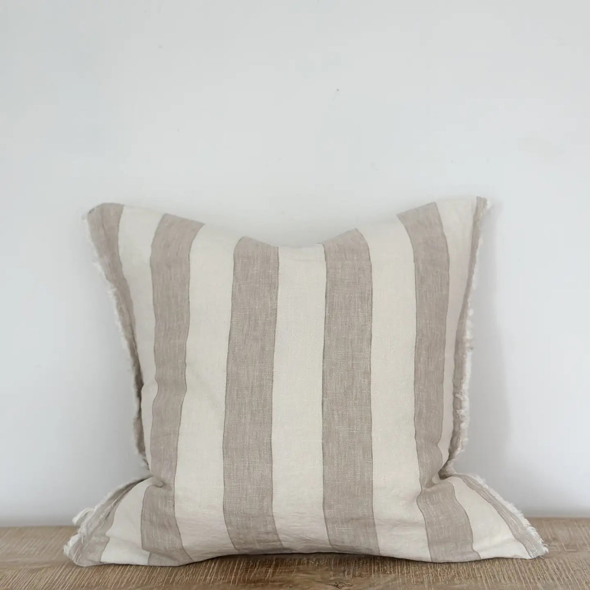 Esmee Linen Cushion Cover – Natural Wide Stripe