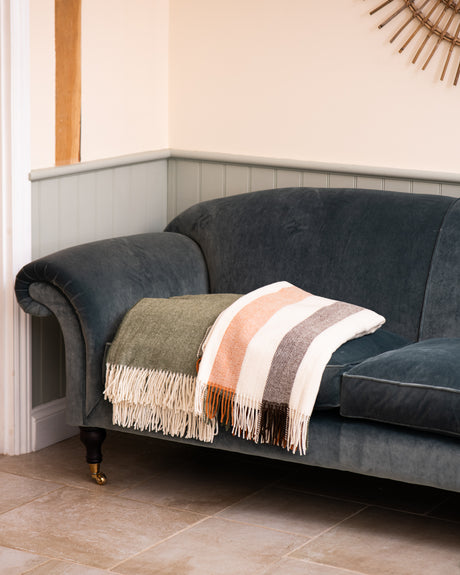 ANNA PURE WOOL THROW - OLIVE