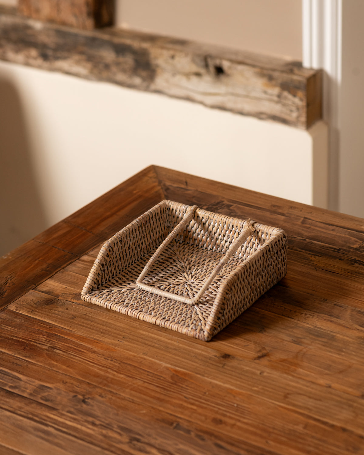 SQUARE RATTAN NAPKIN HOLDER WITH WEIGHT