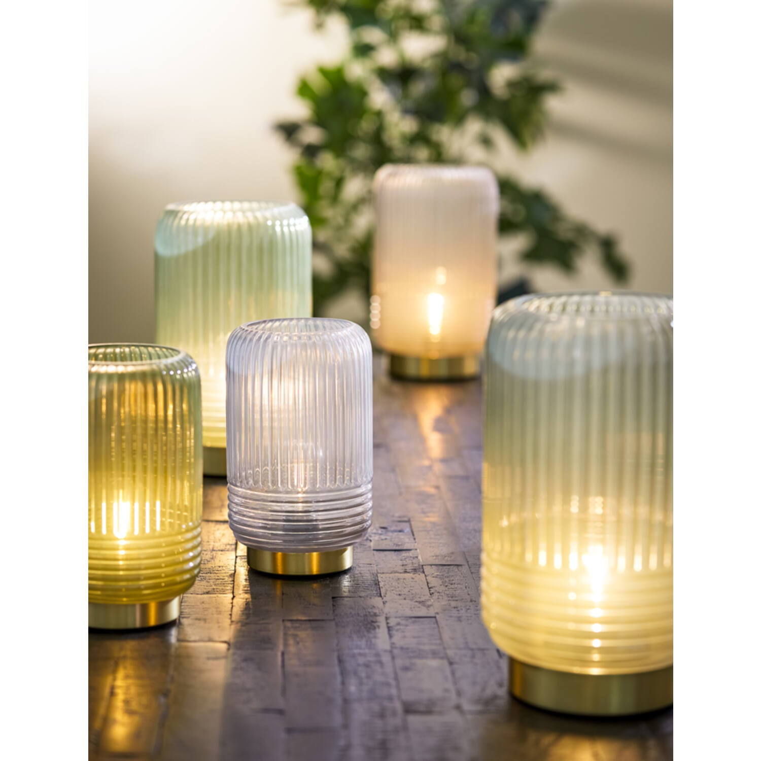 LIPA Glass Dark Green Table Lamp Battery 27.5 cm