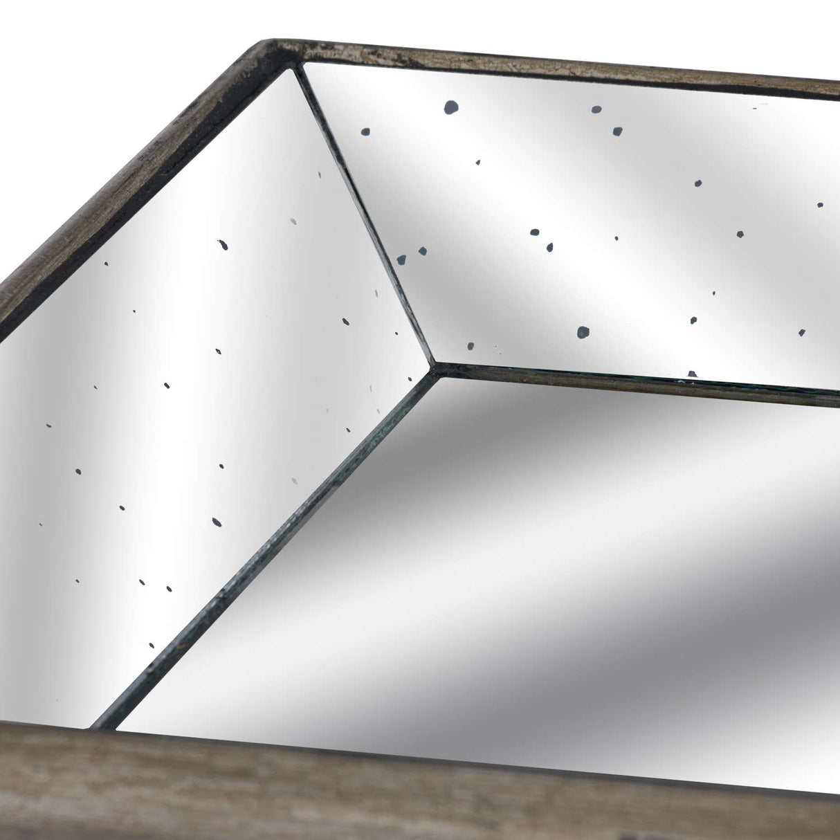 Astor Distressed  Mirrored Tray With Wooden Detailing 49cm