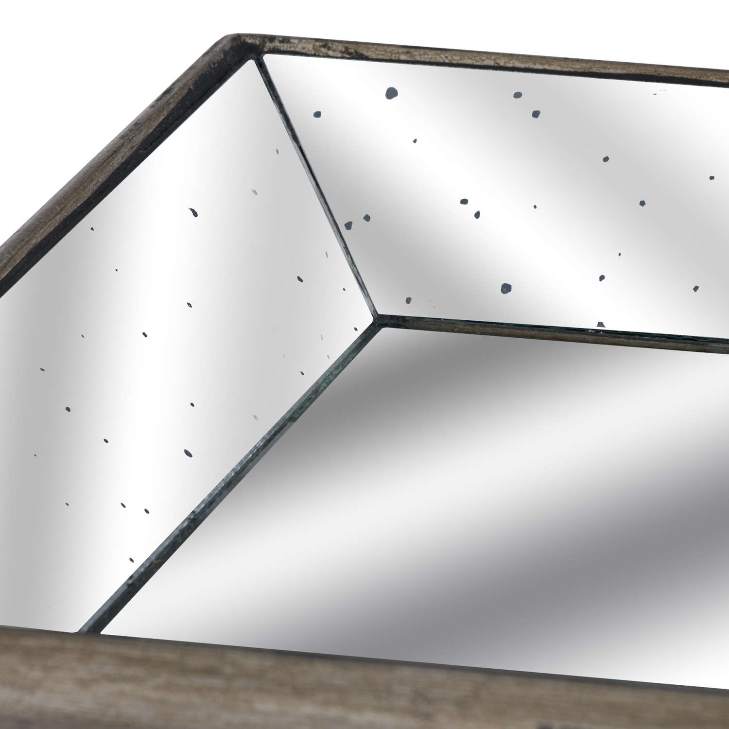 Astor Distressed  Mirrored Tray With Wooden Detailing 49cm