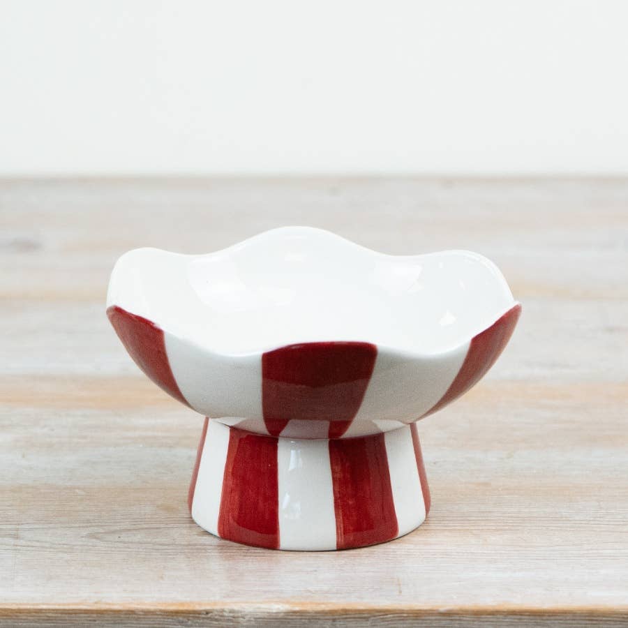 Red & White Striped Candy Bowl, 15cm
