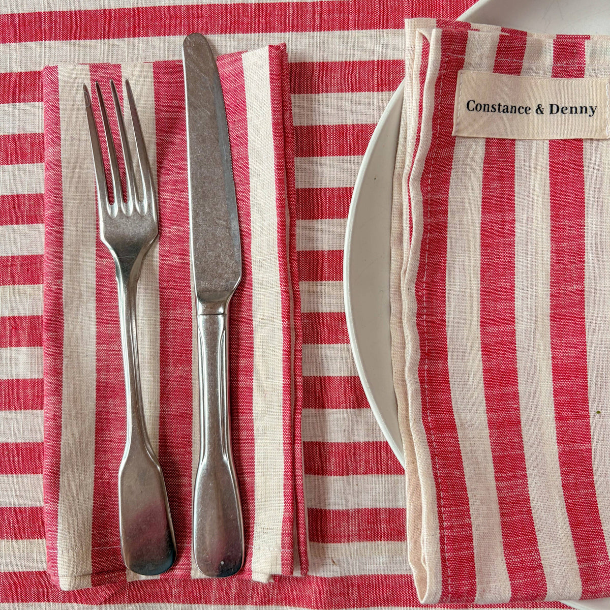 WOVEN POPPY STRIPE set of 4 cotton napkins