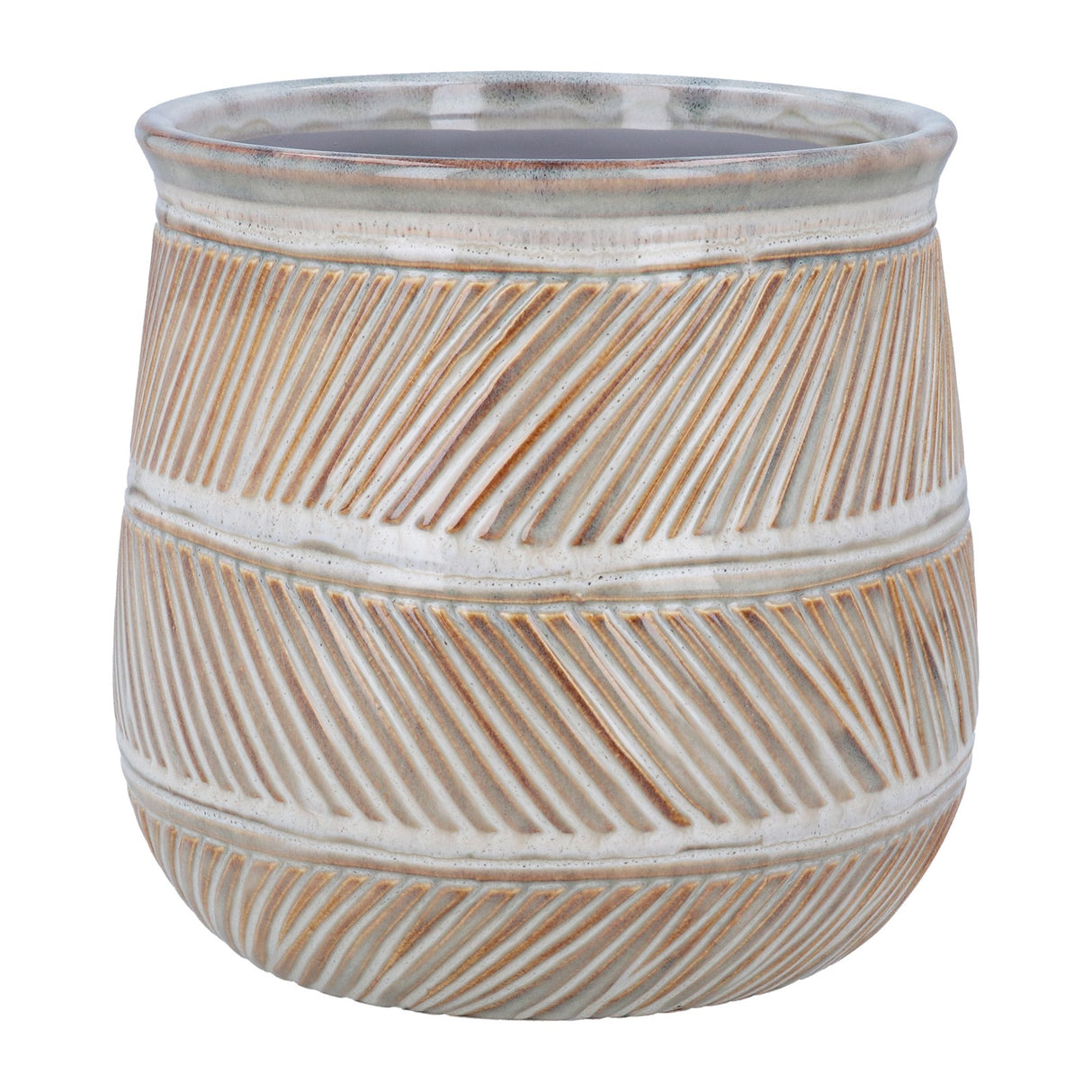 Stoneware Pot Cover 18.5cm - Natural Hatch Design