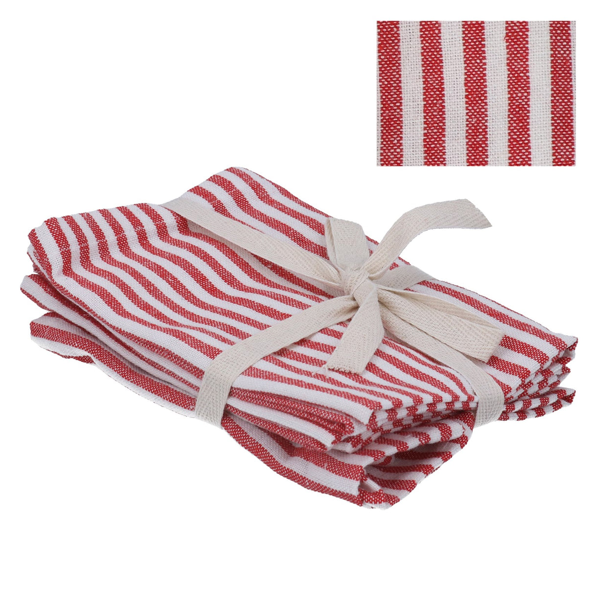 Set/4 Cotton Napkins 40cm - Red Mix Stripe