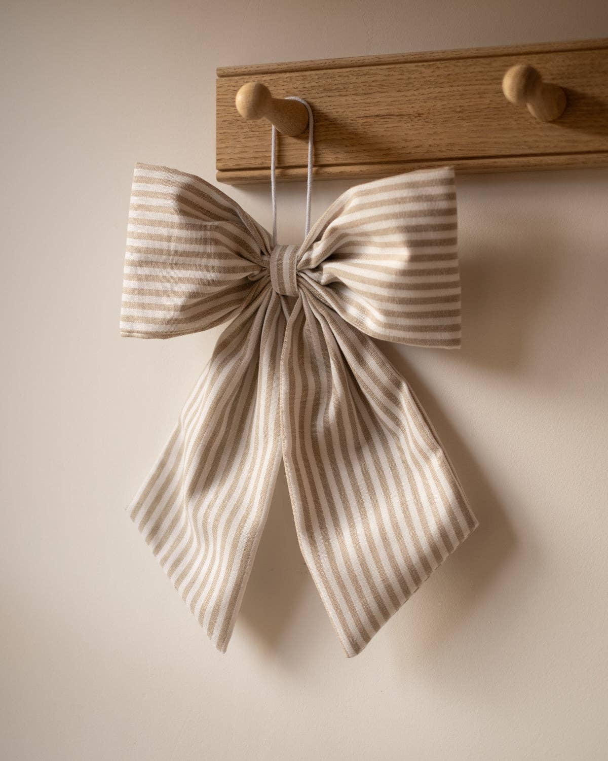 Beige and White Stripe Hanging Bow