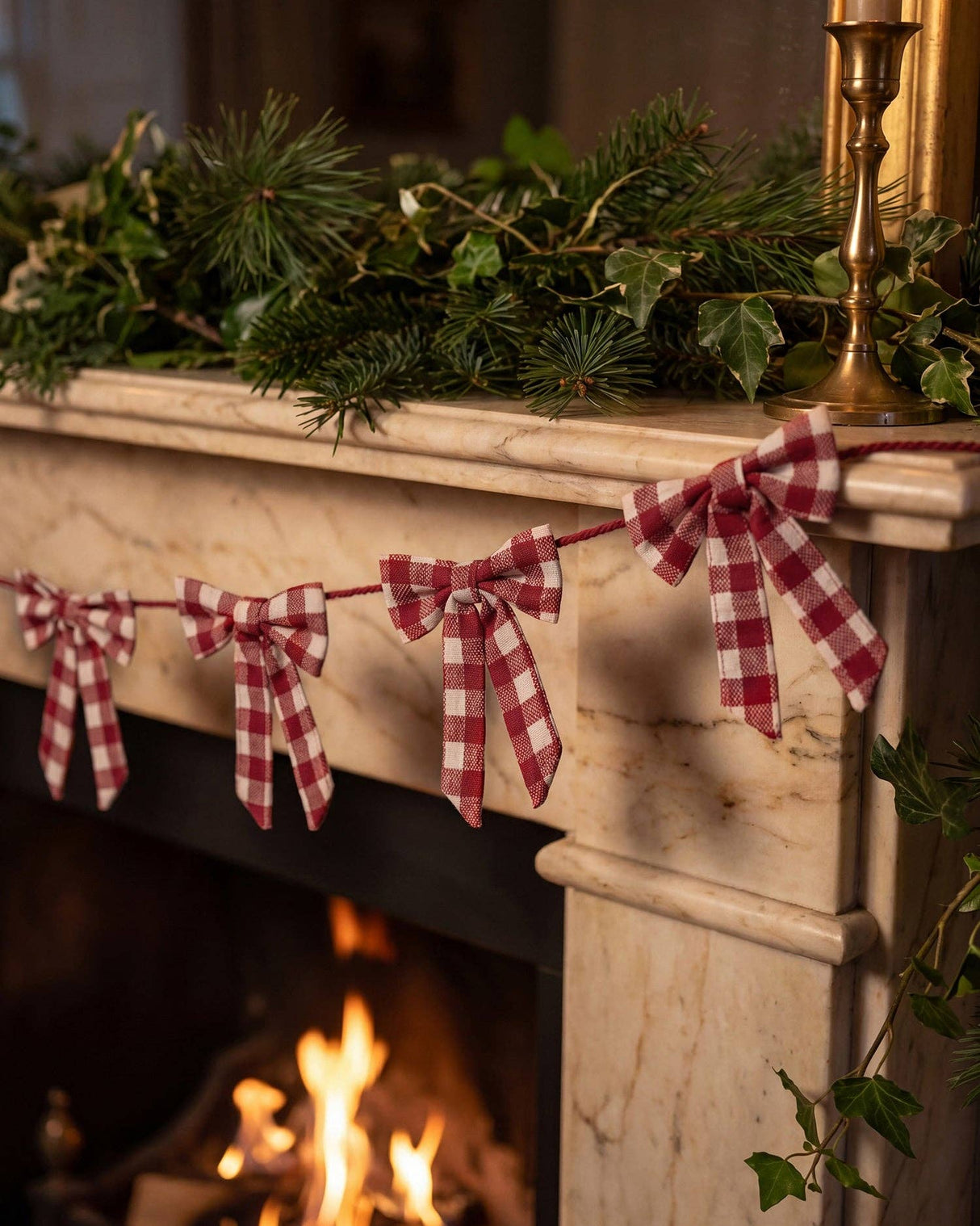 Rustic Red Gingham Bow Garland