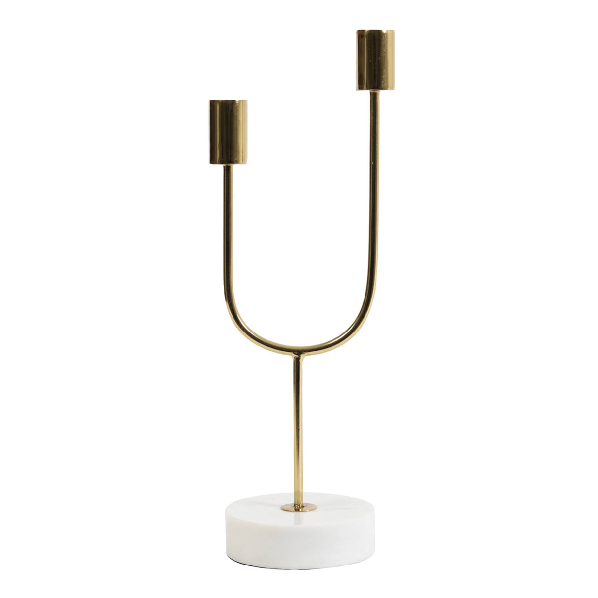 FLORIKE Candlestick Brass with White Marble Base