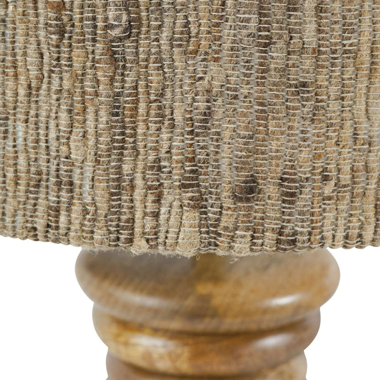 Libra Leon Solid Wood Table Lamp with Silk Jute Shade- Large