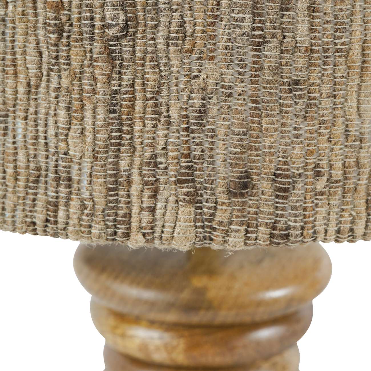 Libra Leon Solid Wood Table Lamp with Silk Jute Shade- Large