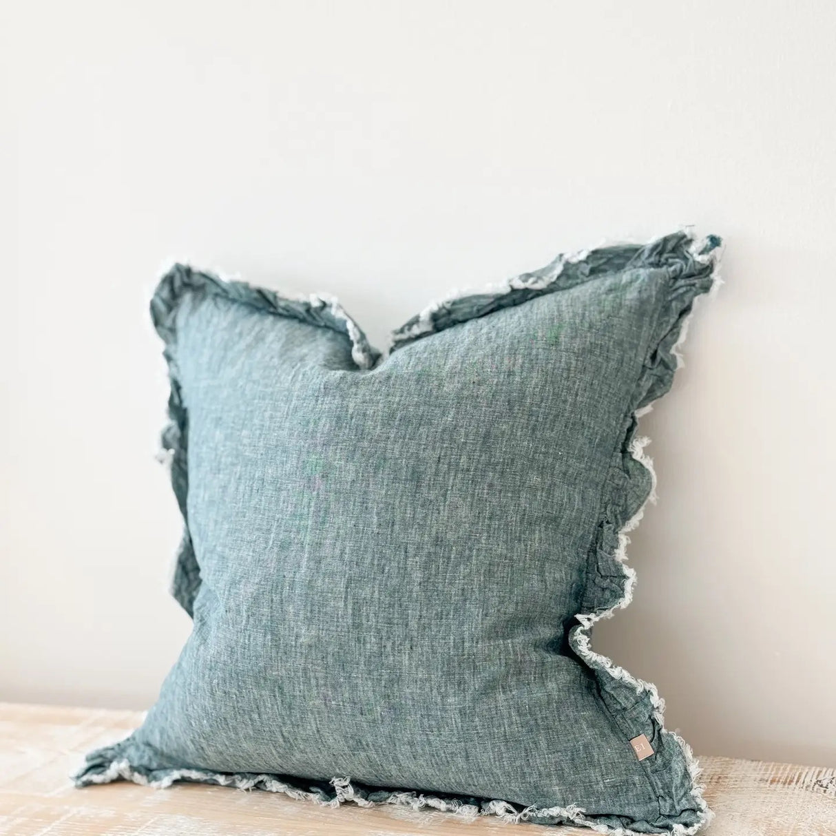 Hallie Washed Dark Teal Cushion Cover, 45x45cm