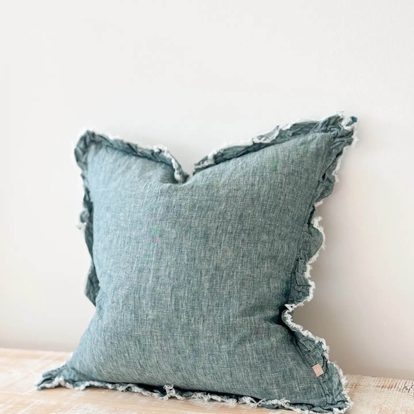 Hallie Washed Dark Teal Cushion Cover, 45x45cm