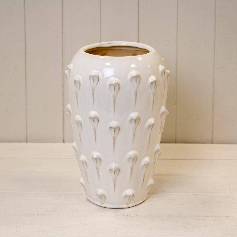 Large Cream Ceramic Bobble Vase