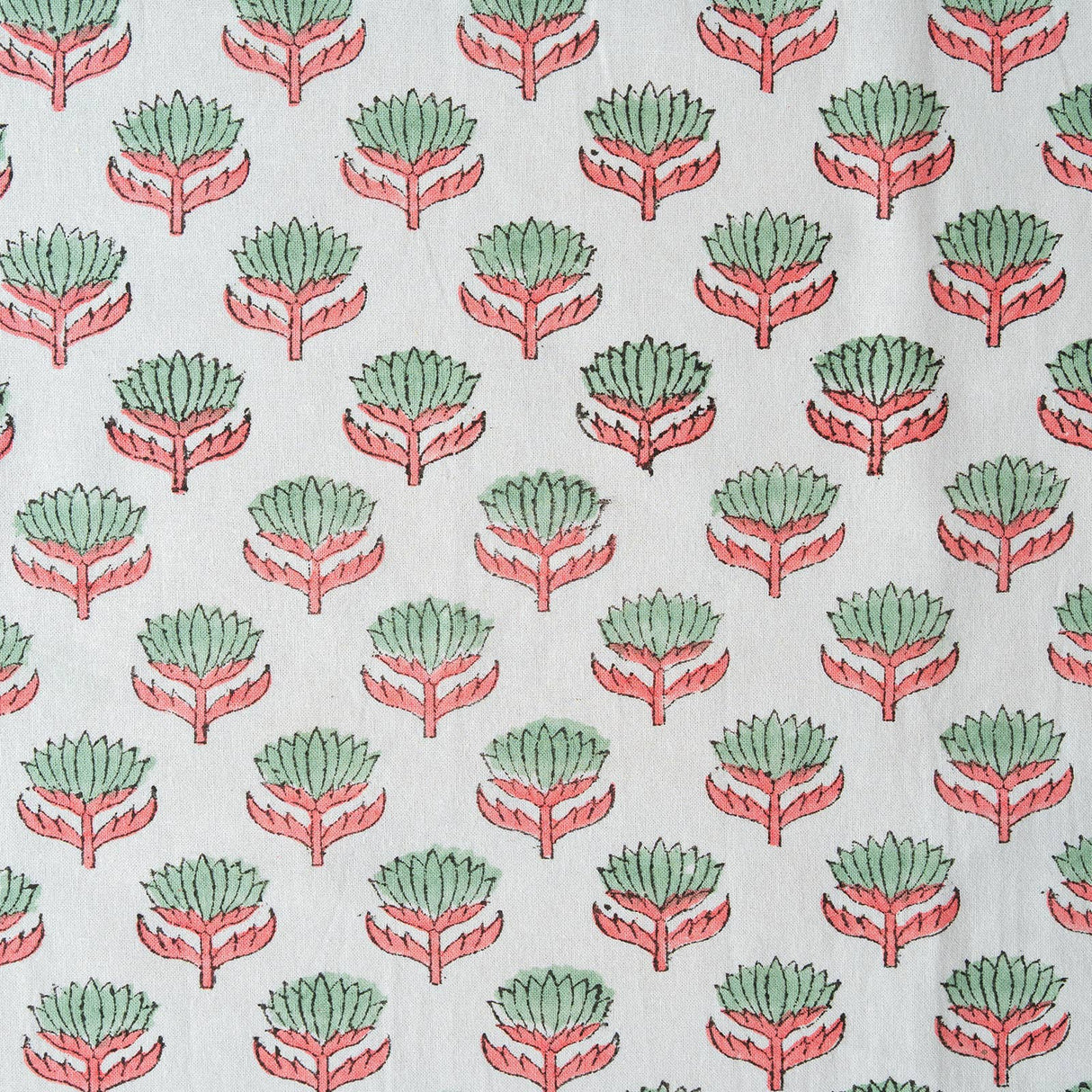 LOTUS FLOWER SAGE & PINK set of 6 cotton napkins