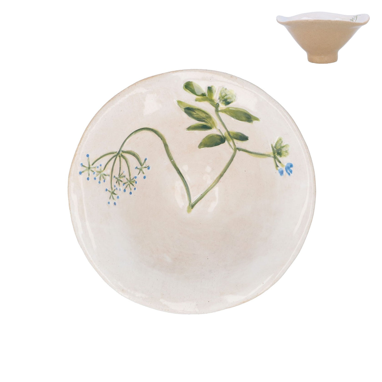 Stoneware Snack Bowl - Meadow/Blue Flower