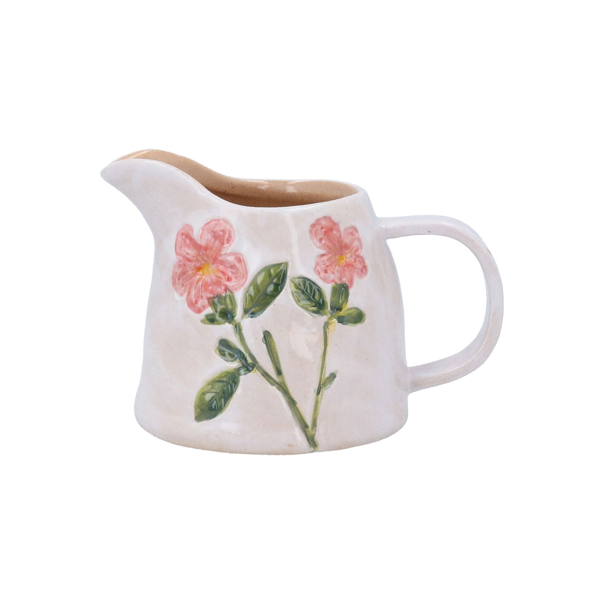 Stoneware Milk Jug 9cm - Meadow Pink flower