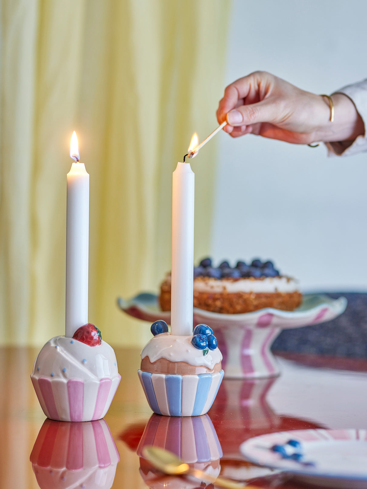 Cupcake Candle Holder, Stoneware, S/2