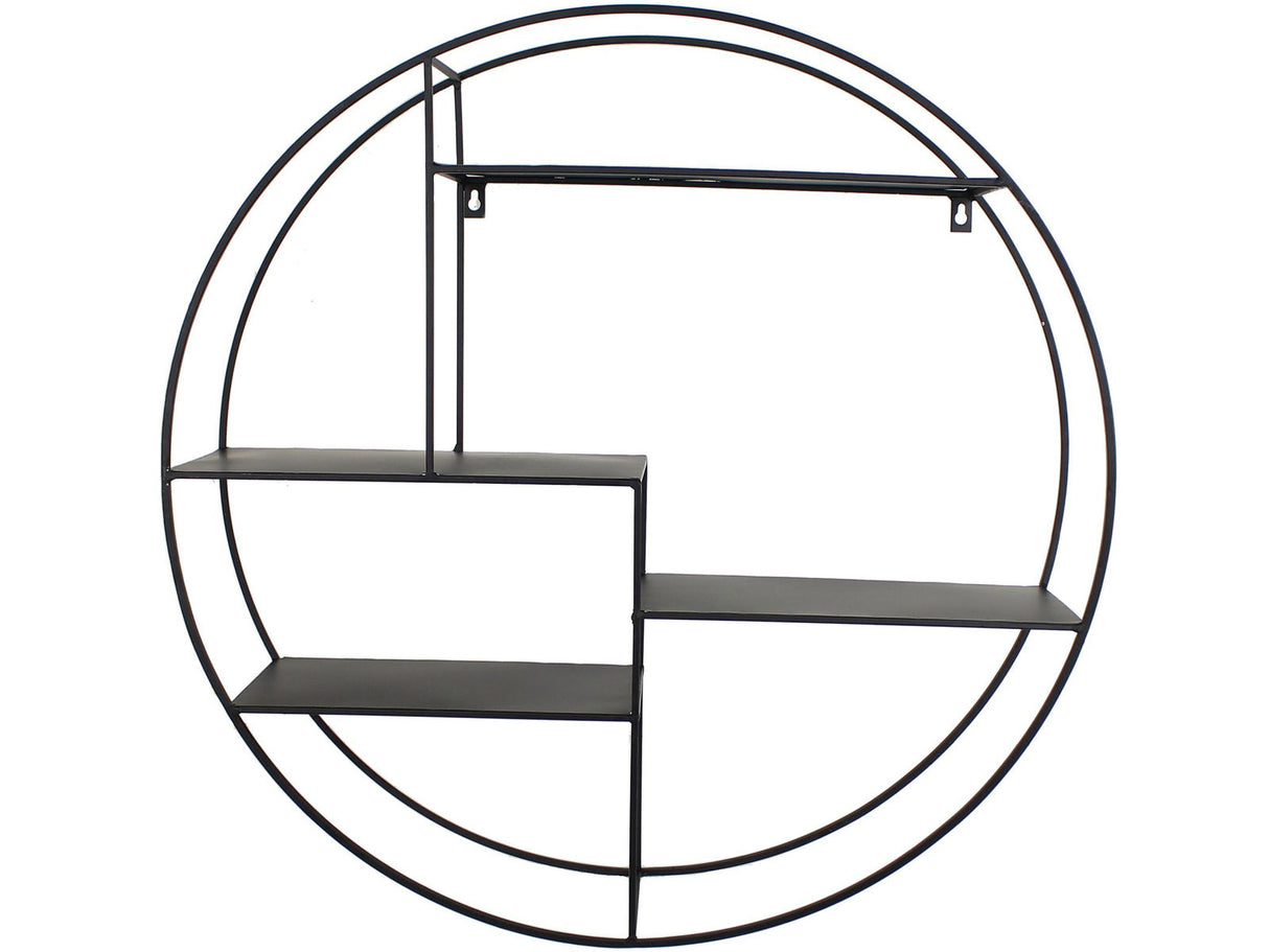 Cohan circular black metal wall shelf