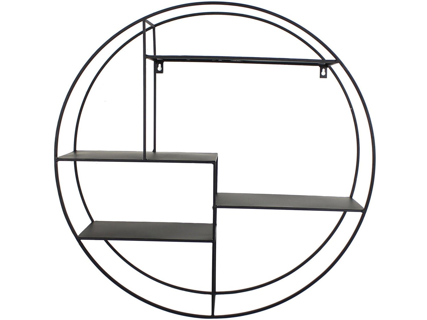 Cohan circular black metal wall shelf