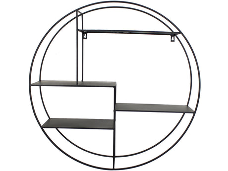 Cohan circular black metal wall shelf