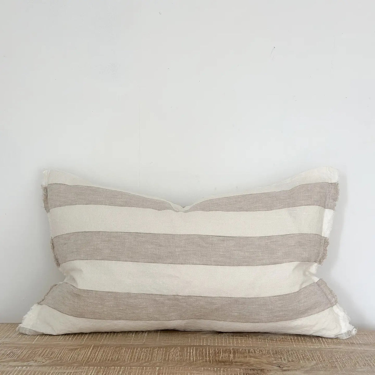 Esmee Linen Cushion Cover – Natural Wide Stripe