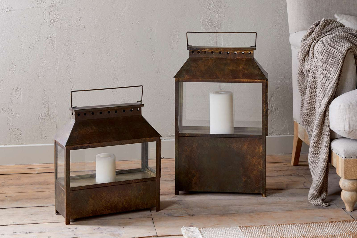 NKUKU - Akoko Wide Lantern - Brown Patina - 2 Sizes