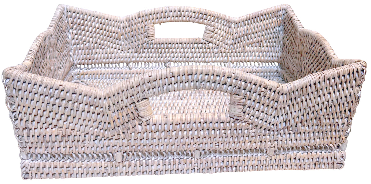 RATTAN SCALLOP RECTANGLE BASKET