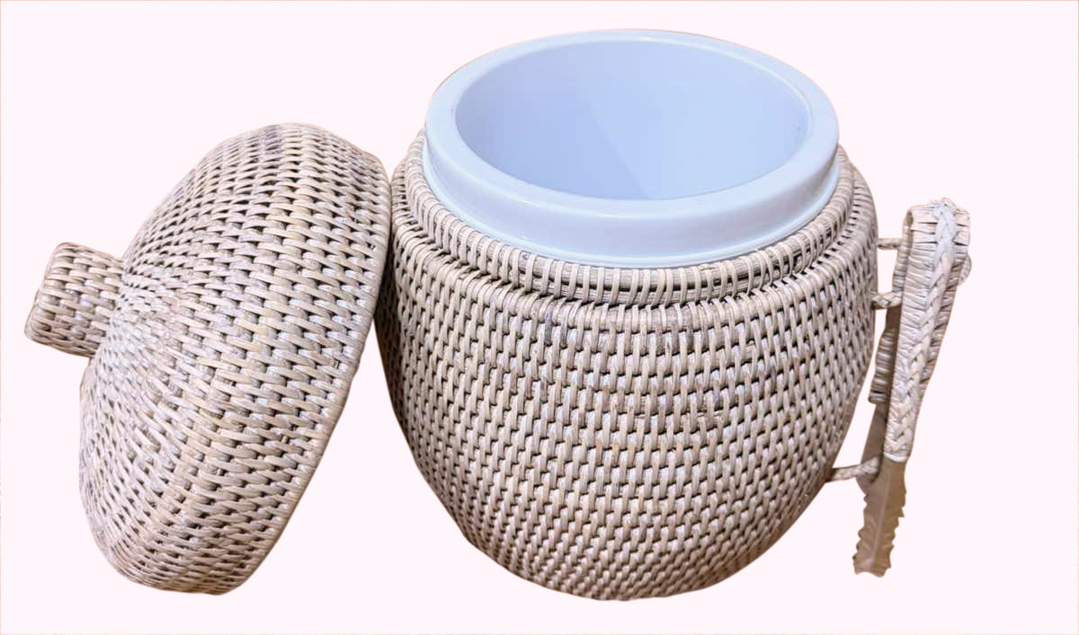 RATTAN BEEHIVE SHAPED ICE BOX