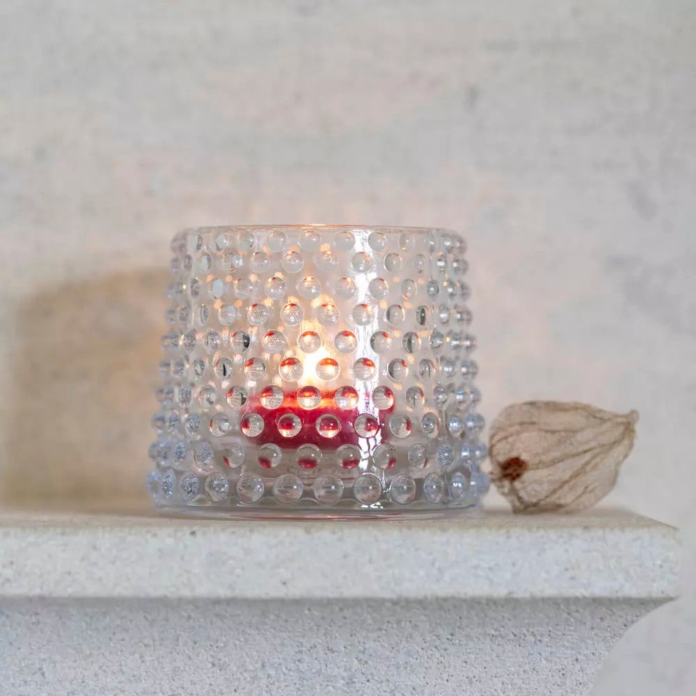 Tea Light Holder Bobble Clear