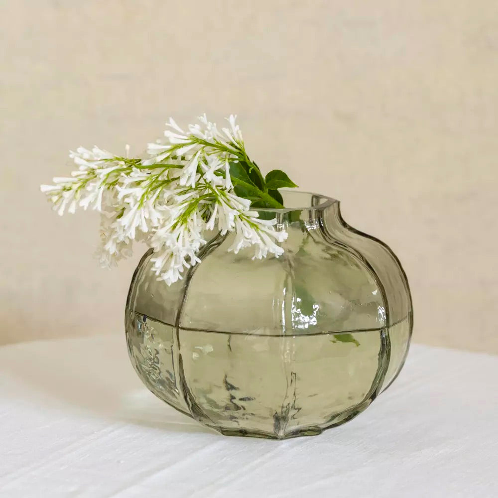 Hammered Glass Vase Green Small