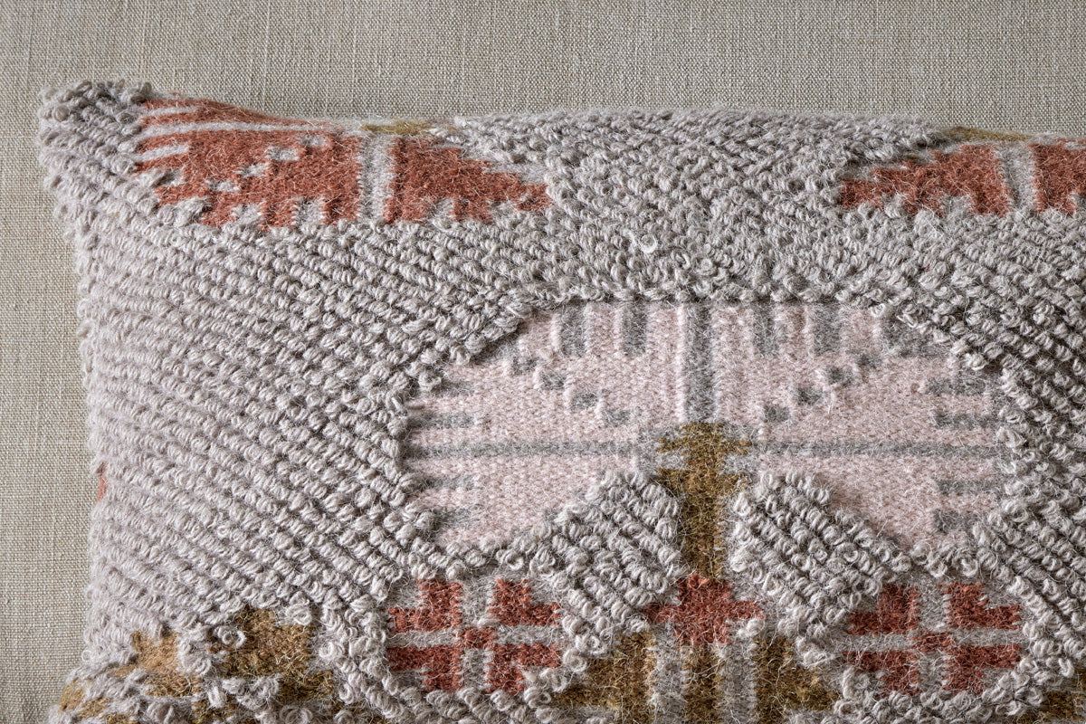 NKUKU - Bagru Wool & Cotton Cushion Cover - Soft Grey 60X40cm