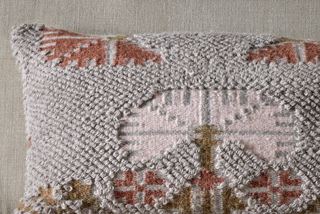 NKUKU - Bagru Wool & Cotton Cushion Cover - Soft Grey 60X40cm