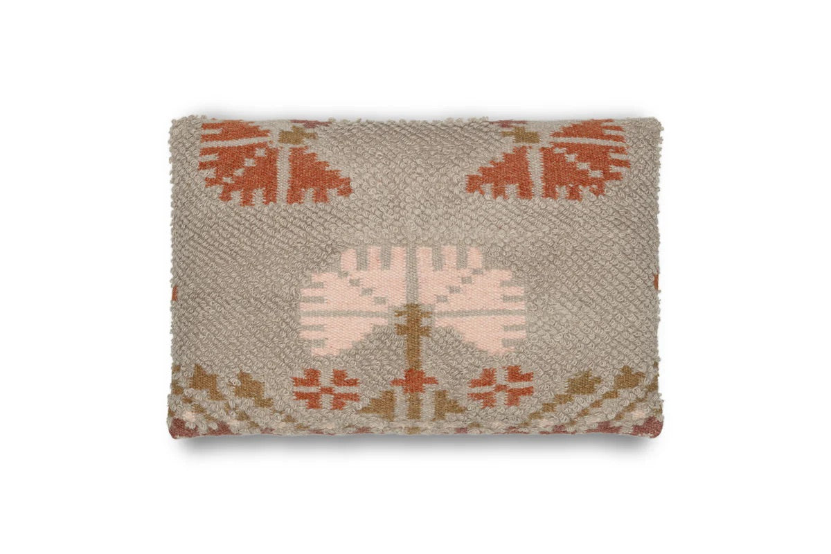 NKUKU - Bagru Wool & Cotton Cushion Cover - Soft Grey 60X40cm