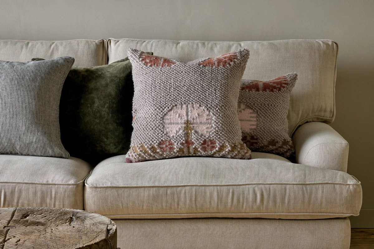 NKUKU - Bagru Wool & Cotton Cushion Cover - Soft Grey 50CM