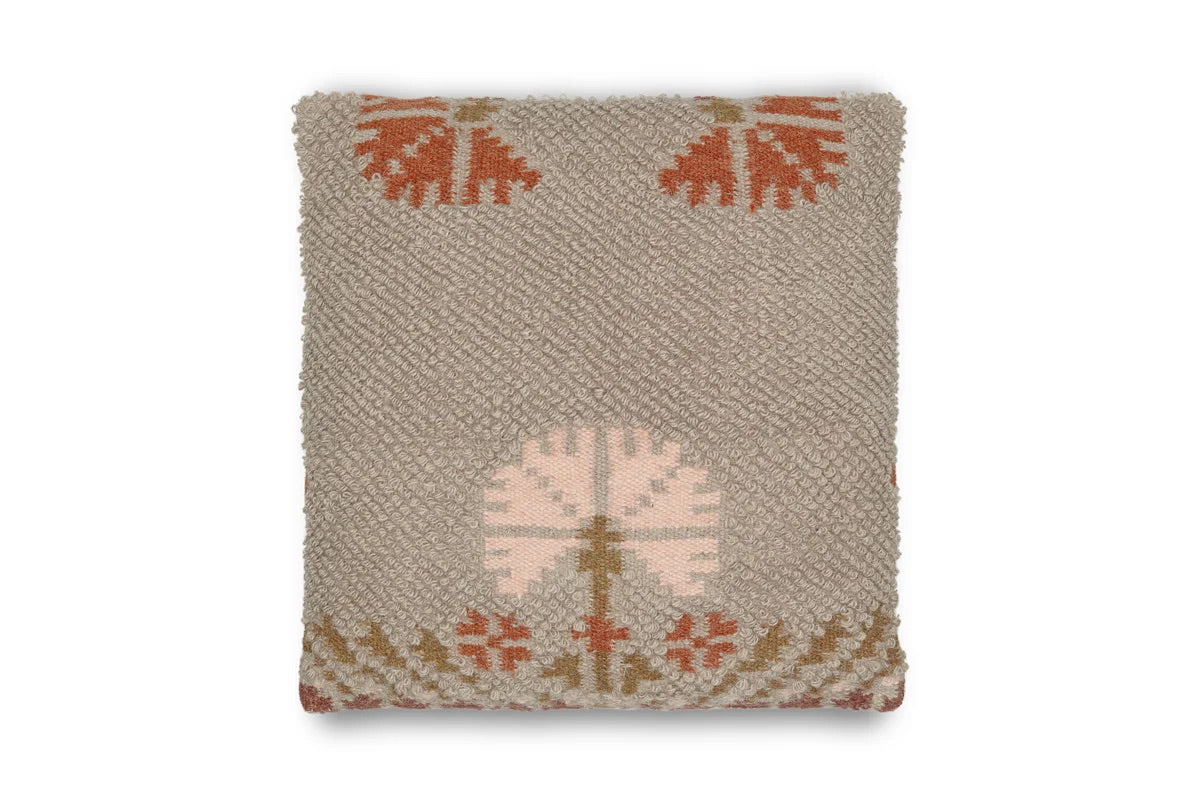 NKUKU - Bagru Wool & Cotton Cushion Cover - Soft Grey 50CM