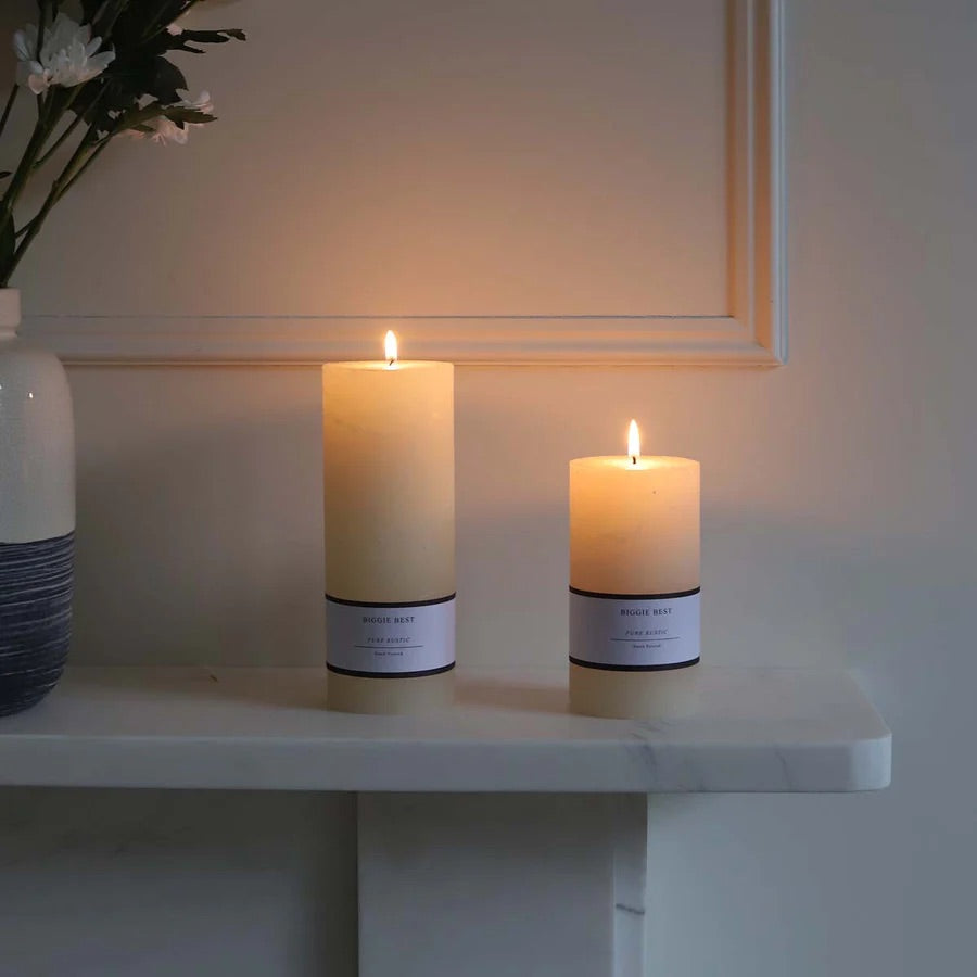 IVORY 7X18CM RUSTIC PILLAR CANDLE