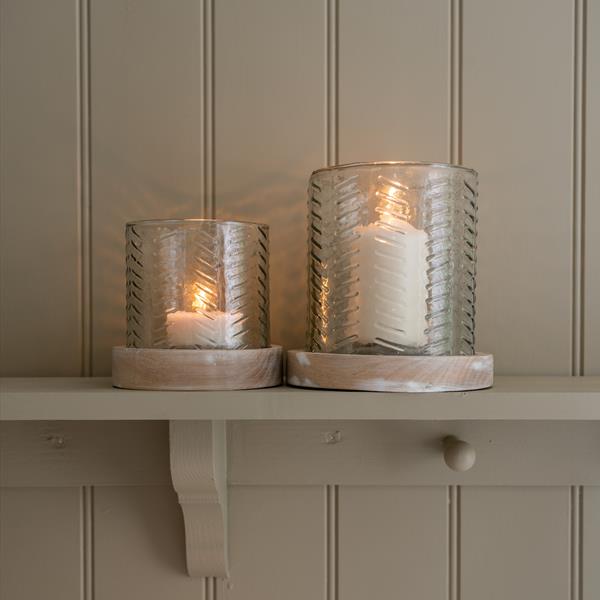 Herringbone Glass Candle Holder Small