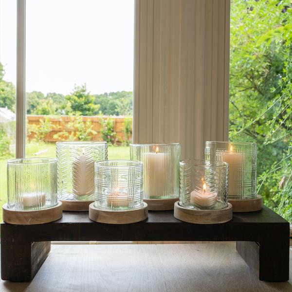 Herringbone Glass Candle Holder Small