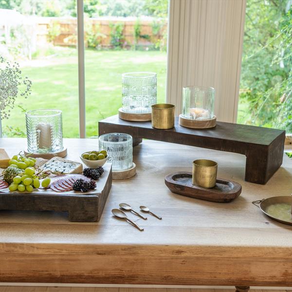 Herringbone Glass Candle Holder Large