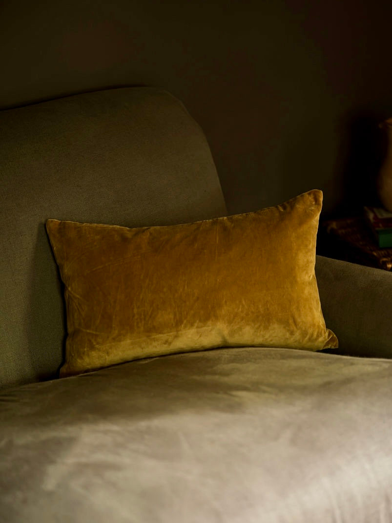 Indian Cotton Velvet Cushion - Gold - 2 sizes