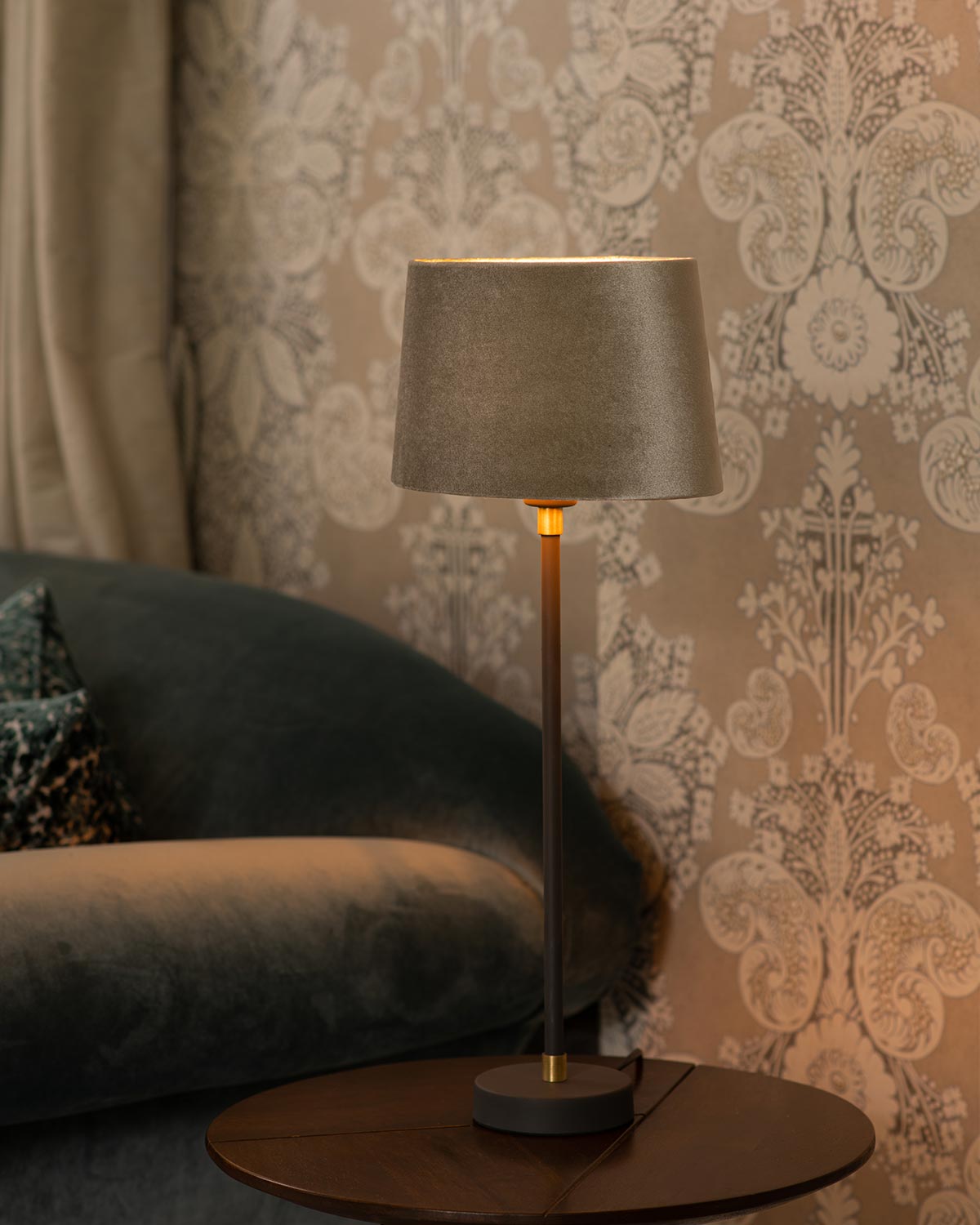 MOSIRA Matt Grey/Bronze Lamp with velvet shade