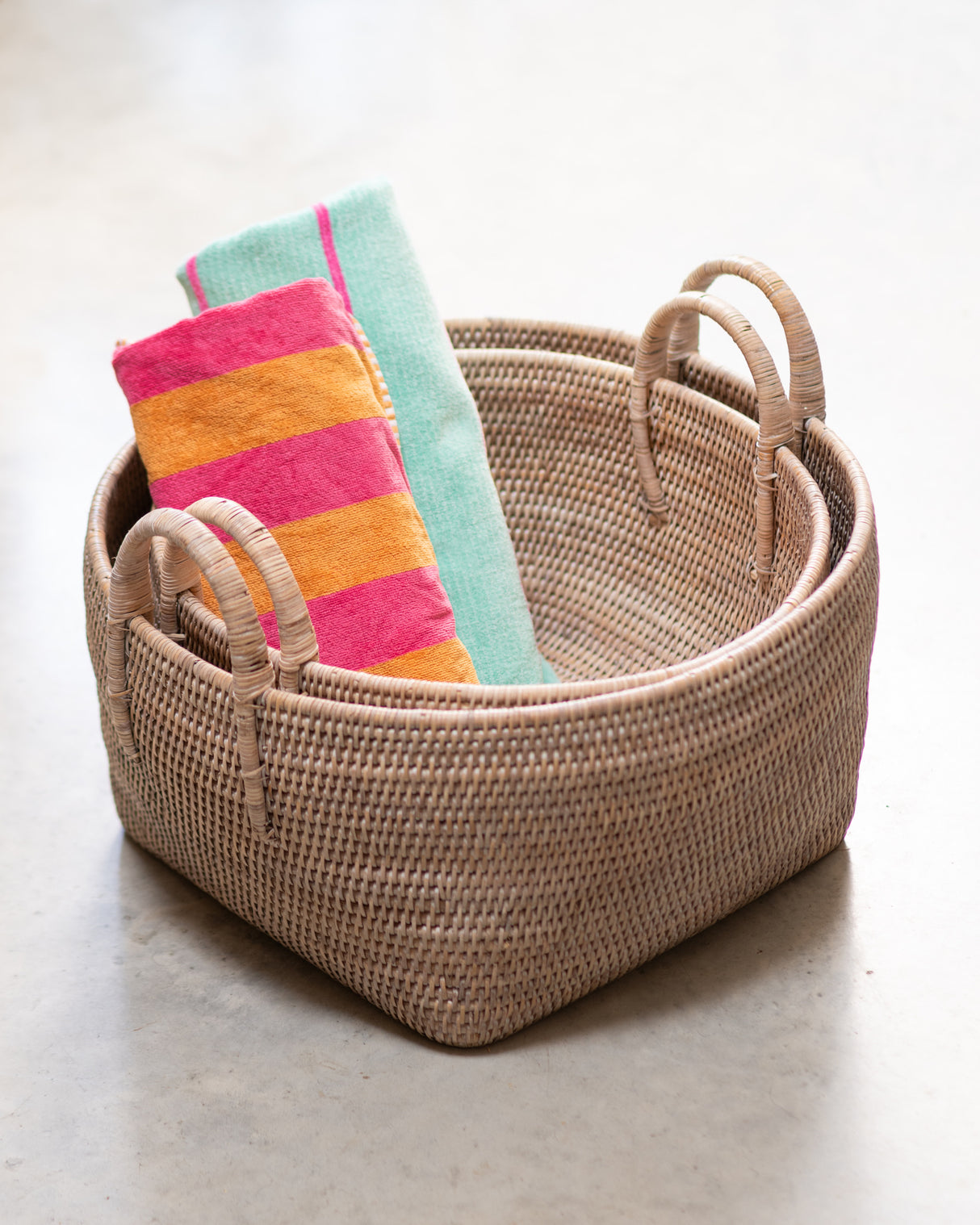 Round Rattan Family Basket - 2 sizes