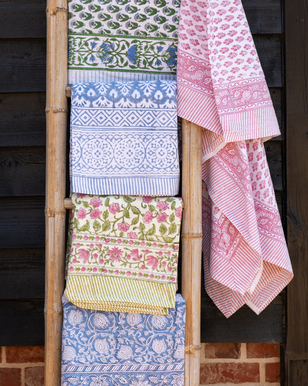 Kerala Green Cotton Hand Block Printed Tablecloth - 4 sizes