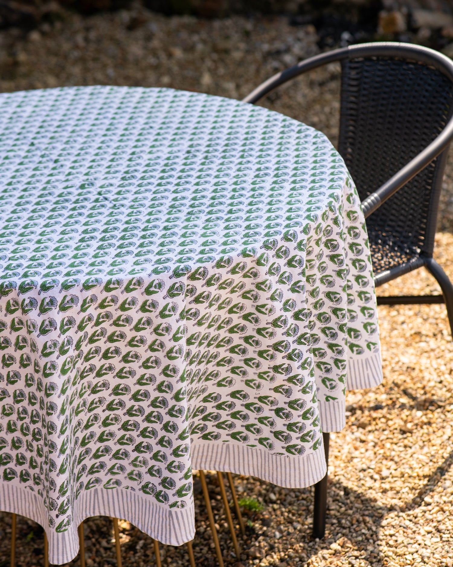 Kerala Green Cotton Hand Block Printed Tablecloth - 4 sizes