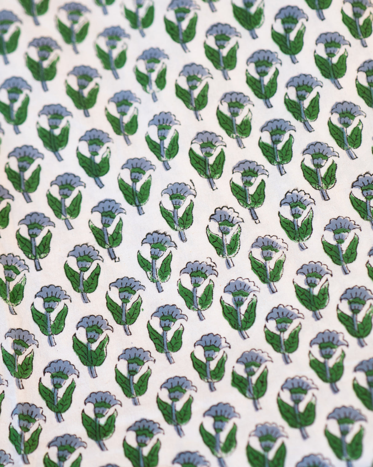 Kerala Green Cotton Hand Block Printed Tablecloth - 4 sizes