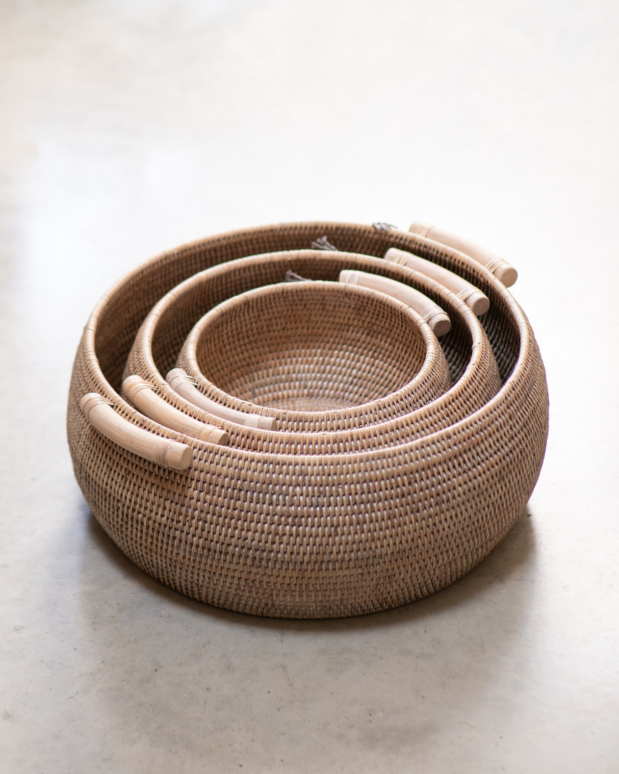 Round Rattan  Basket with Handles - 3 sizes