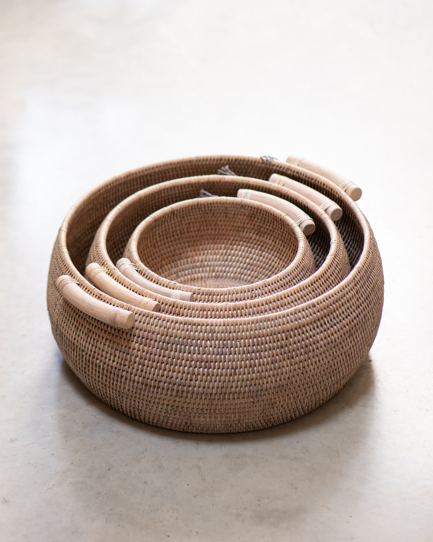 Round Rattan  Basket with Handles - 3 sizes