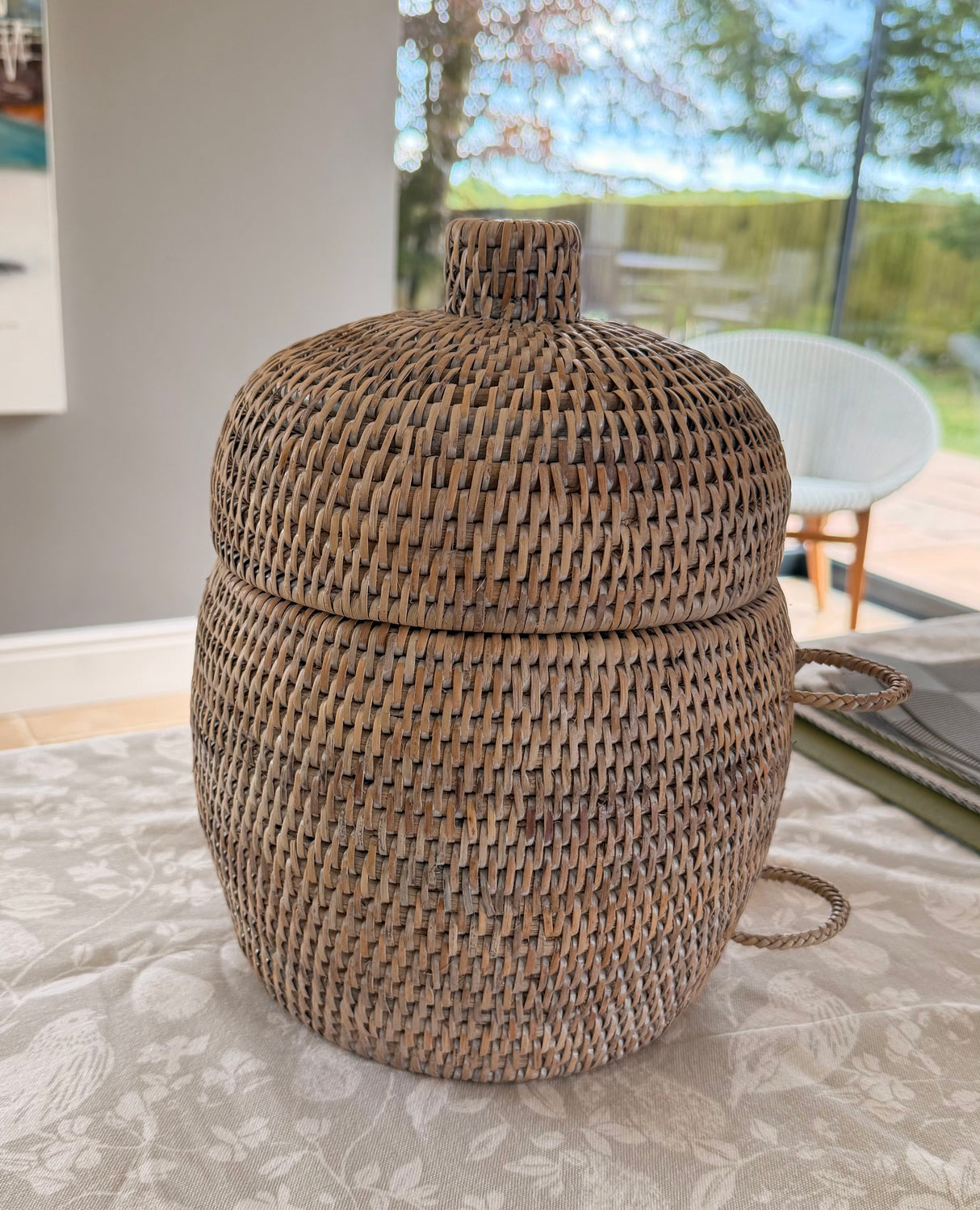 RATTAN BEEHIVE SHAPED ICE BOX