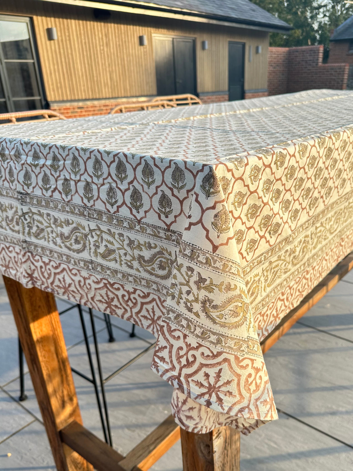 XL - Della Cotton Hand Block Printed Tablecloth